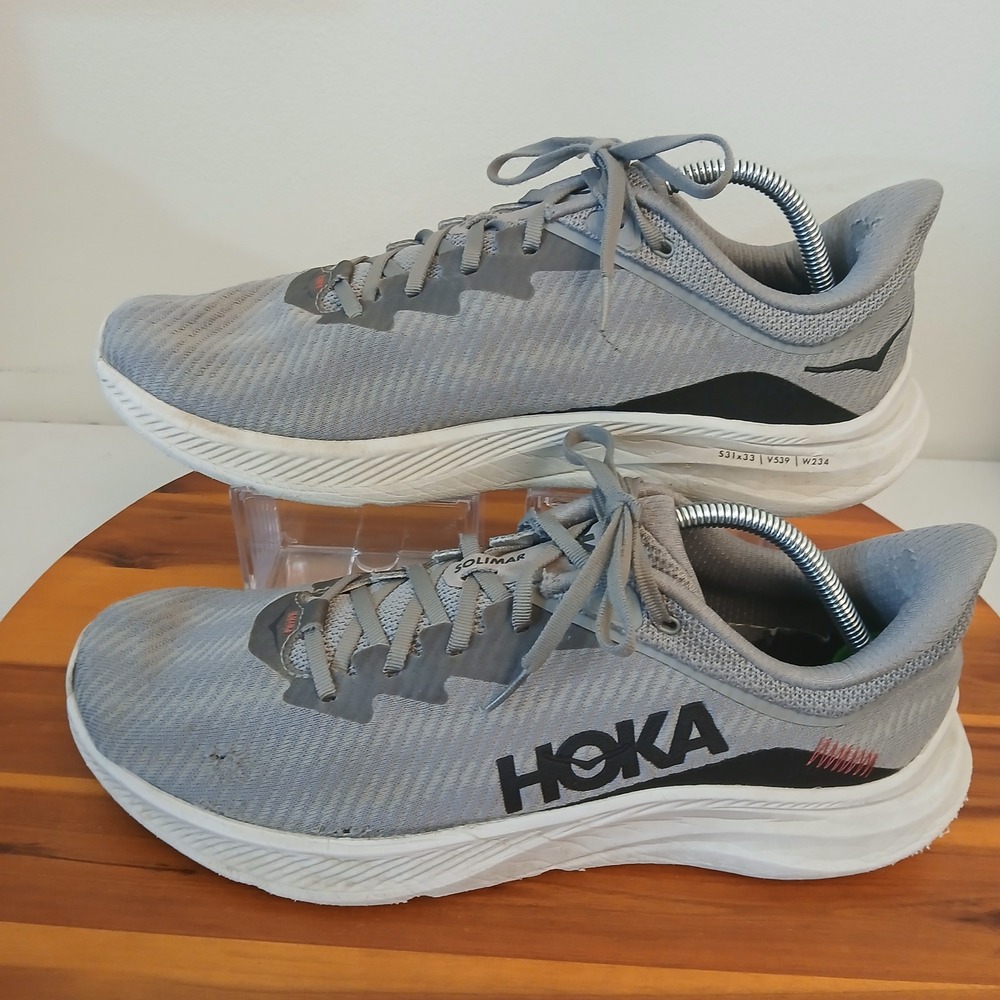 Hoka One One Solimar Mens 12.5 Gray Running Shoes Sneakers 1123074 LNBK